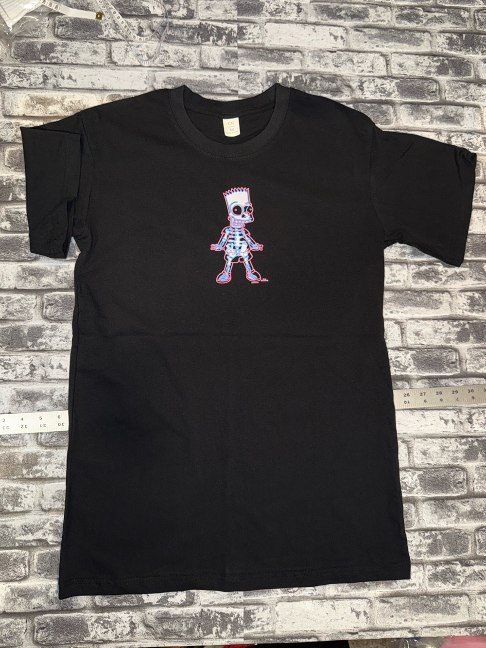 Mens T-Shirt Sz (XL) Graphic Tee Bart Skeleton Aye Caramba NWOT